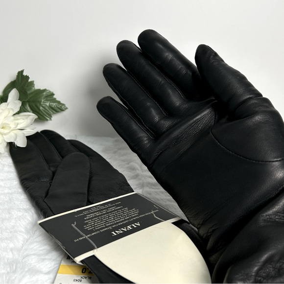 Alfani Luxe Genuine Black Leather Gloves Cashmere Lined NEW - Picture 2 of 8